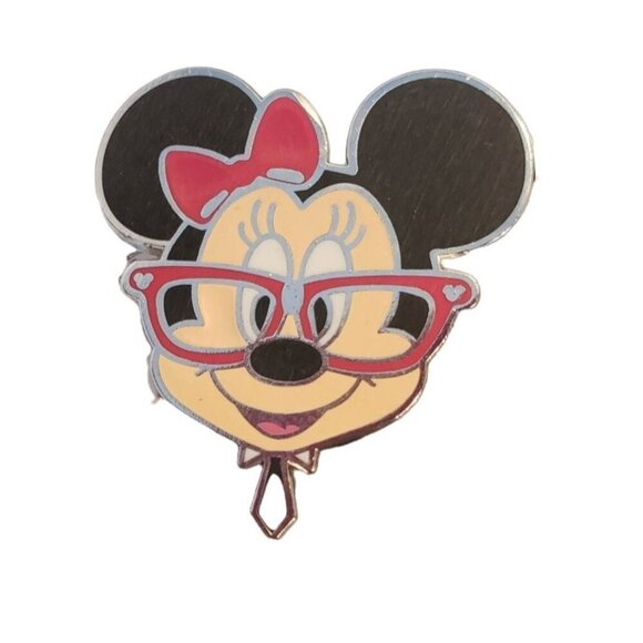 Disney Pin Minnie Mouse Nerd Glasses Hair Bow Trading Lapel Pin Brooch Jewelry - Picture 1 of 6